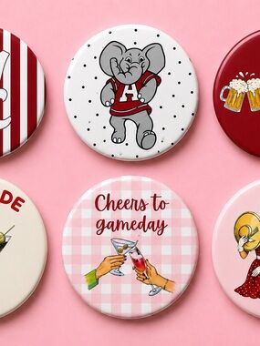 Rolls Tide! Gameday Pink Button Pin - Party Favor